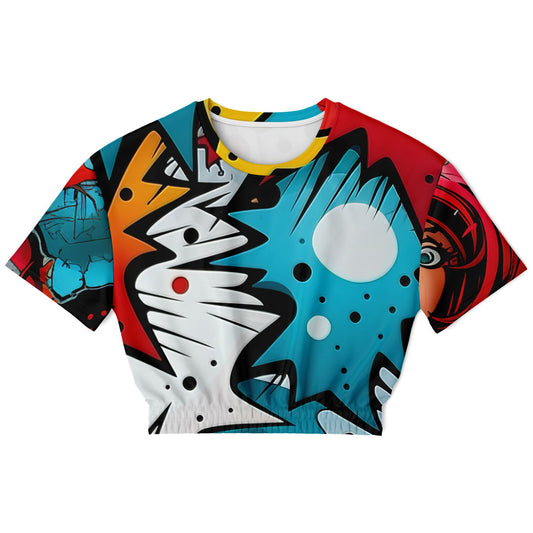 Fashion Cropped Short Sleeve Sweatshirt - Comic Strip copy